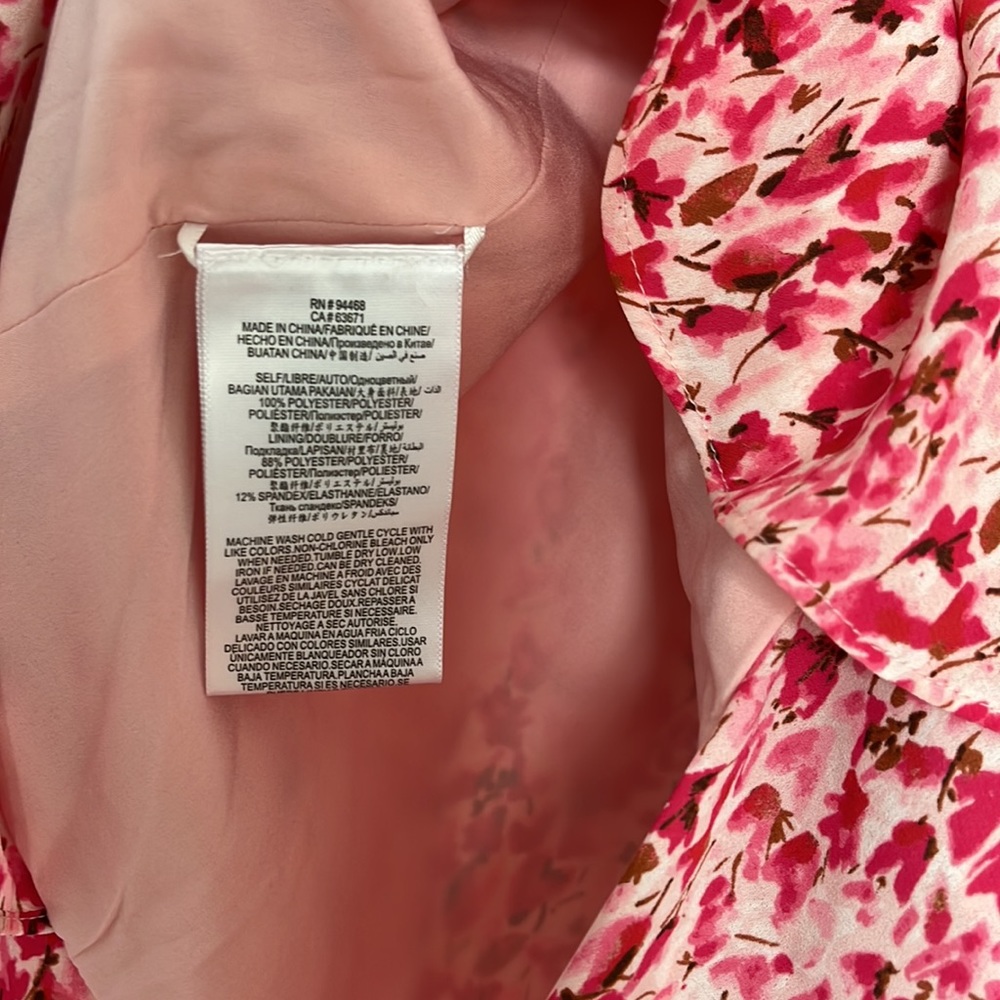BCBG Jessa Ruffle Pink Floral V Neck Mini Dress Size 4 - Picture 6 of 10